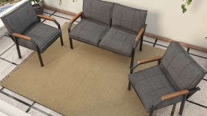 Berlin Balkon,Bahçe,Cafe - Metal Kanepe Koltuk Takımı  2 1 1 Koyu Gri