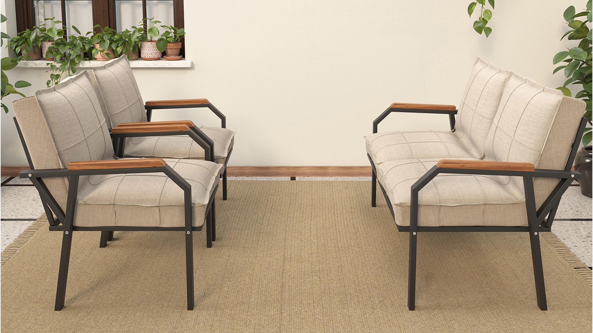 Berlin Balkon,Bahçe,Cafe - Metal Kanepe Koltuk Takımı  2 1 1