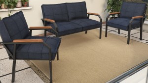 Berlin Balkon,Bahçe,Cafe - Metal Kanepe Koltuk Takımı  2 1 1 Lacivert