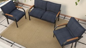 Berlin Balkon,Bahçe,Cafe - Metal Kanepe Koltuk Takımı  2 1 1 Lacivert