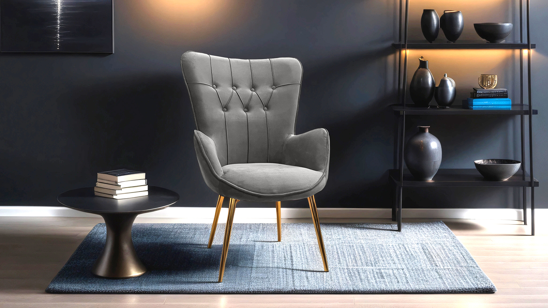 Armens Life Begonya,Sandalye,Kafe,Otel,Tekli Berjer Gold Ayak Gri