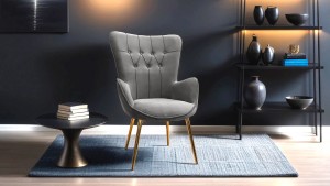 Armens Life Begonya,Sandalye,Kafe,Otel,Tekli Berjer Gold Ayak Gri