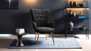 Armens Life Begonya,Sandalye,Kafe,Otel,Tekli Berjer Gold Ayak Siyah