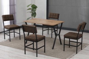 Dubai 4 Sandalyeli Masa Takımı Kahve Ceviz