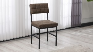 Dubai Modeli Mutfak Masa Takımı 4 Sandalye Keten Kumaş Kahve 1 Masa Ceviz