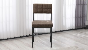 Dubai Modeli Mutfak Masa Takımı 4 Sandalye Keten Kumaş Kahve 1 Masa Ceviz