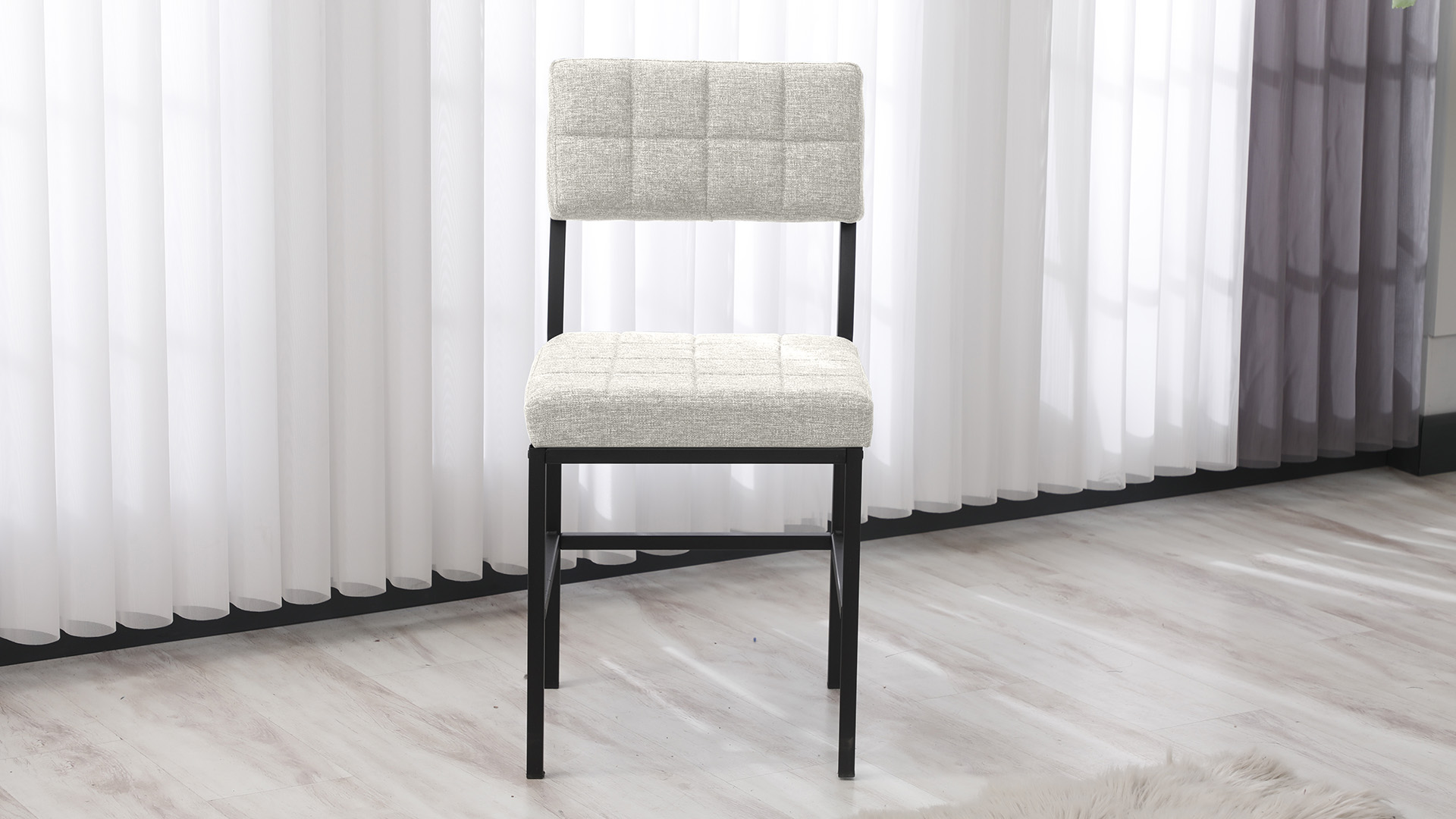 Dubai Modeli Mutfak Masa Takımı 4 Sandalye Keten Kumaş Krem1 Masa Ceviz