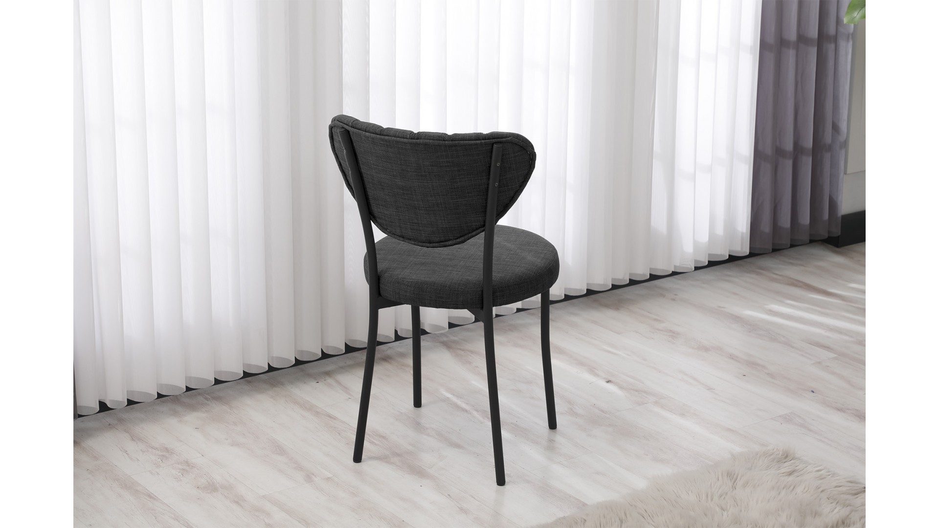 Elegant Modeli Sandalye Yemek Odası Cafe Restoran Ve Mutfak Sandalyesi Keten Kumaş Füme