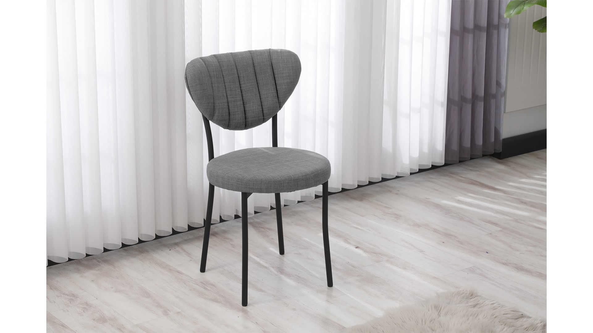 Elegant Modeli Sandalye Yemek Odası Cafe Restoran Ve Mutfak Sandalyesi Keten Kumaş Gri