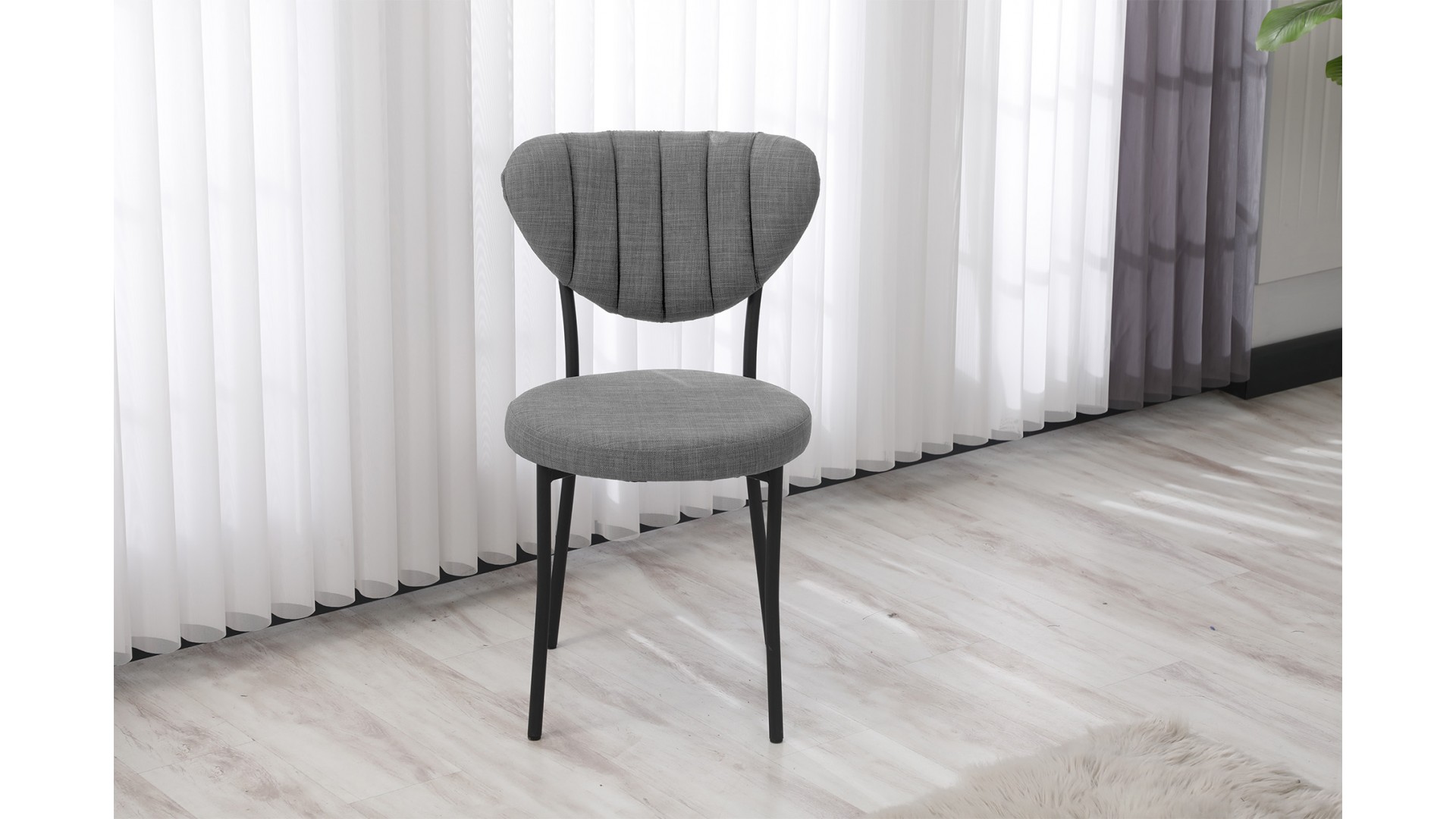 Elegant Modeli Sandalye Yemek Odası Cafe Restoran Ve Mutfak Sandalyesi Keten Kumaş Gri