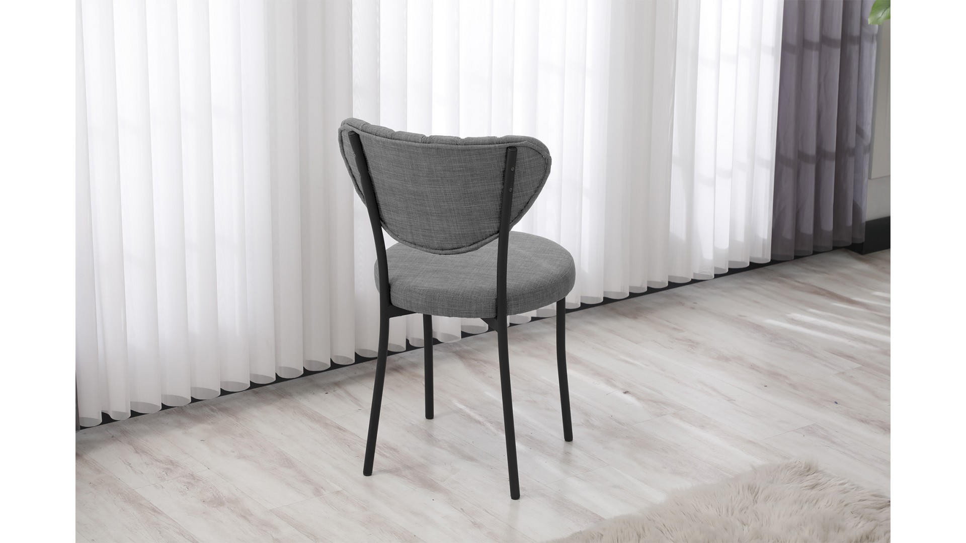 Elegant Modeli Sandalye Yemek Odası Cafe Restoran Ve Mutfak Sandalyesi Keten Kumaş Gri