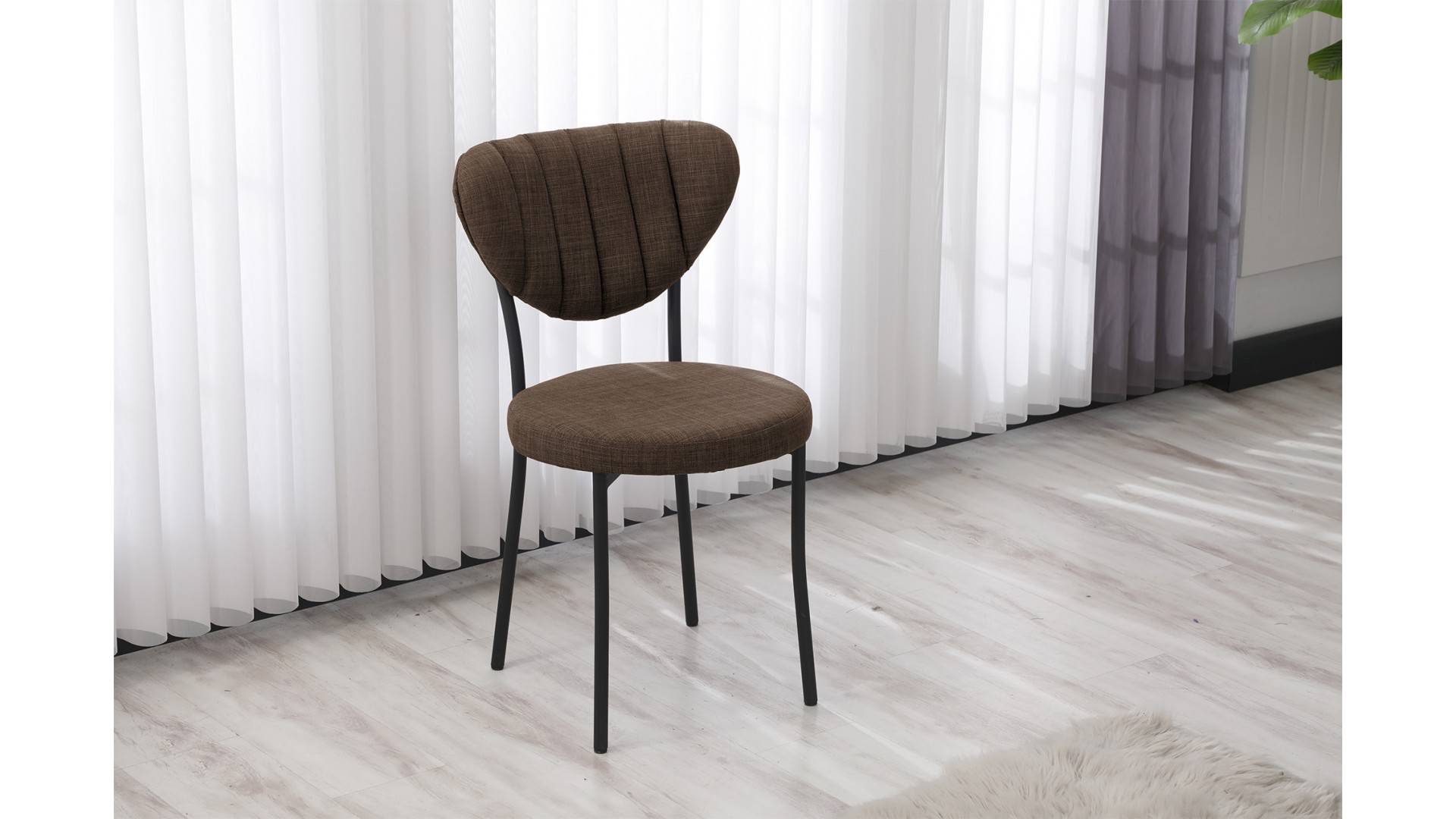 Elegant Modeli Sandalye Yemek Odası Cafe Restoran Ve Mutfak Sandalyesi Keten Kumaş Kahve