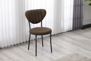 Elegant Keten Mutfak Sandalyesi Kahve