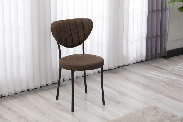 Elegant Modeli Sandalye Yemek Odası Cafe Restoran Ve Mutfak Sandalyesi Keten Kumaş Kahve