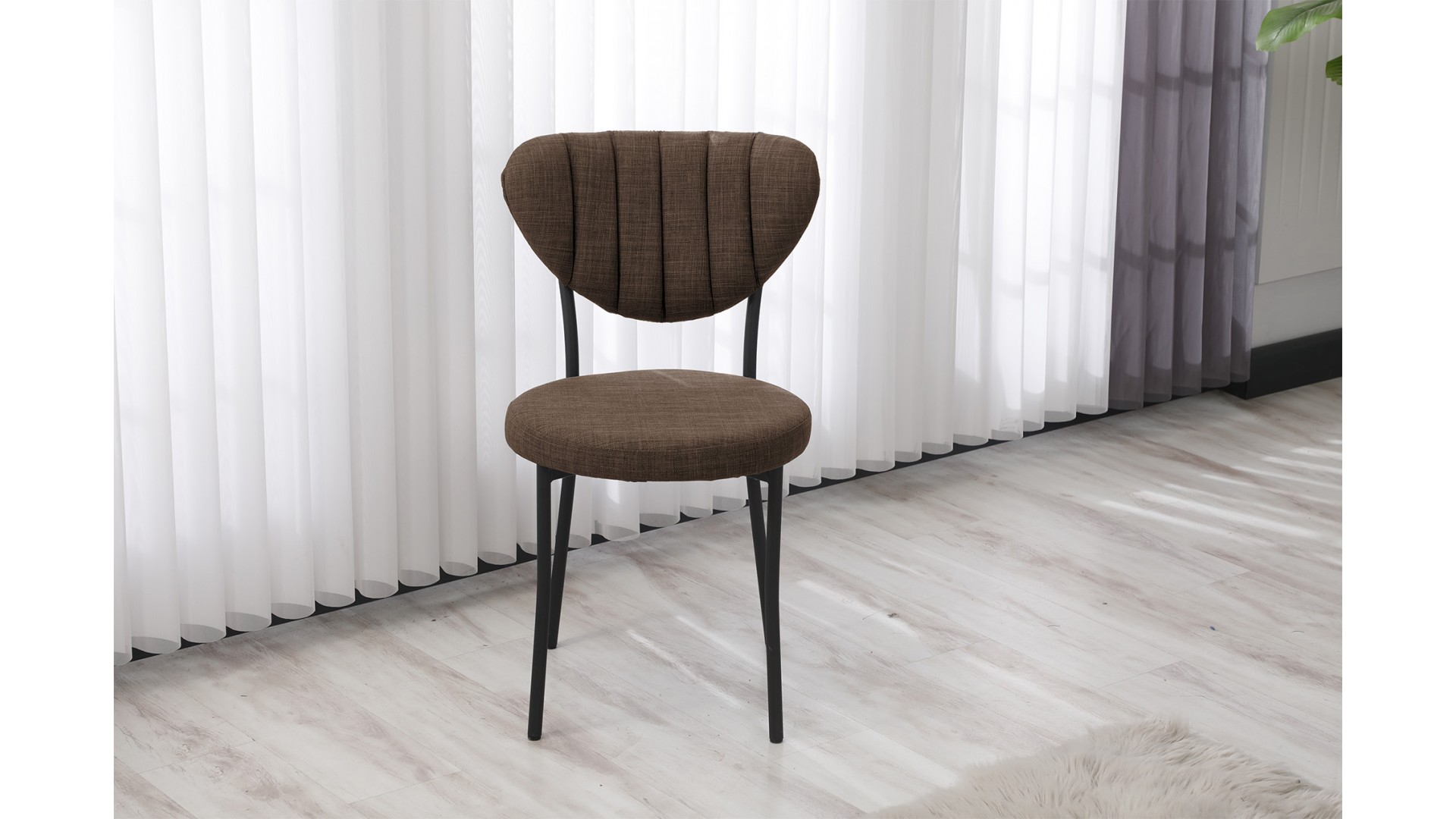 Elegant Modeli Sandalye Yemek Odası Cafe Restoran Ve Mutfak Sandalyesi Keten Kumaş Kahve