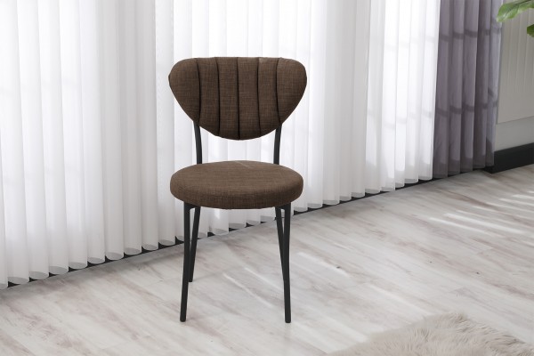 Elegant Modeli Sandalye Yemek Odası Cafe Restoran Ve Mutfak Sandalyesi Keten Kumaş Kahve