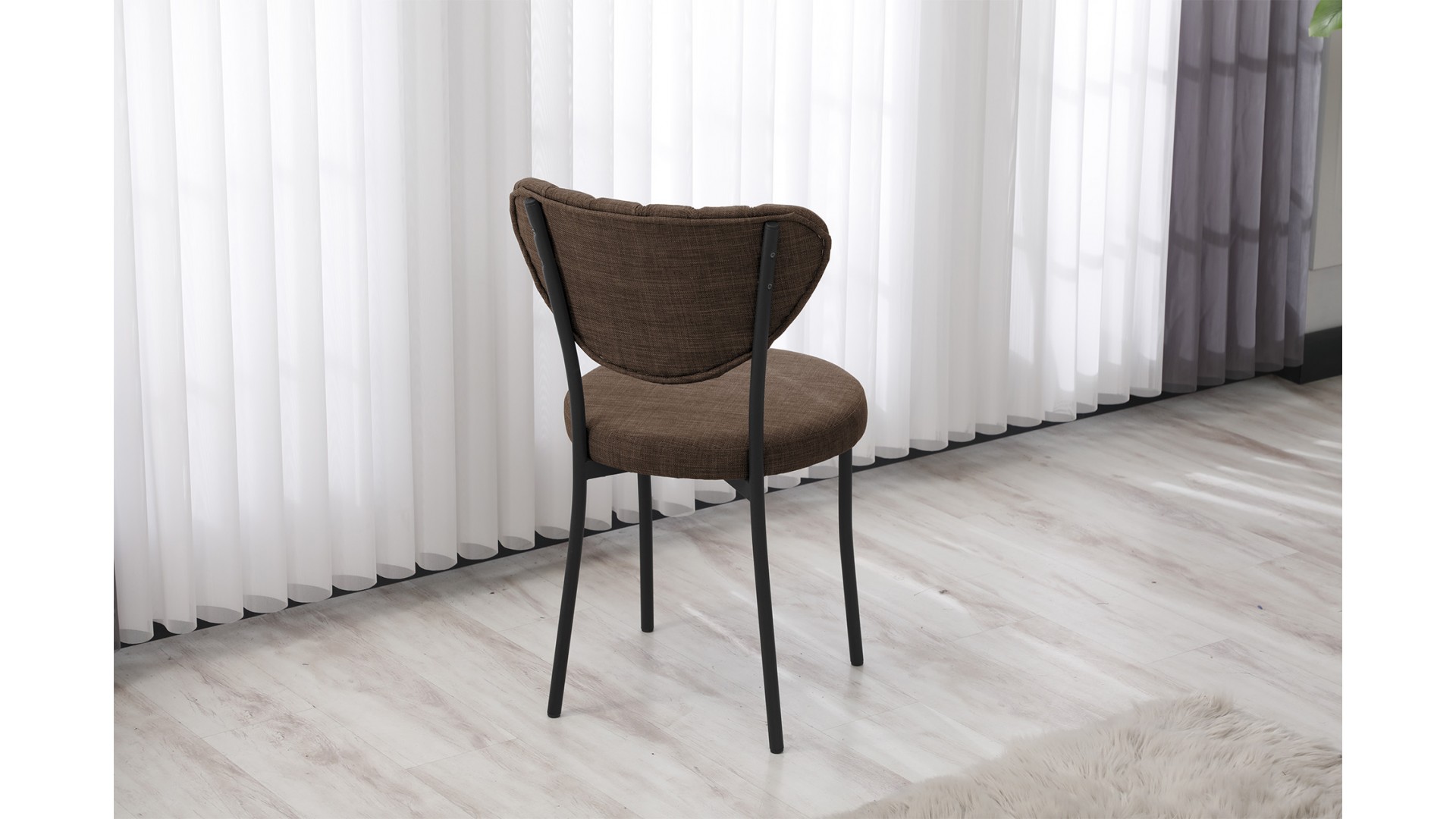 Elegant Modeli Sandalye Yemek Odası Cafe Restoran Ve Mutfak Sandalyesi Keten Kumaş Kahve