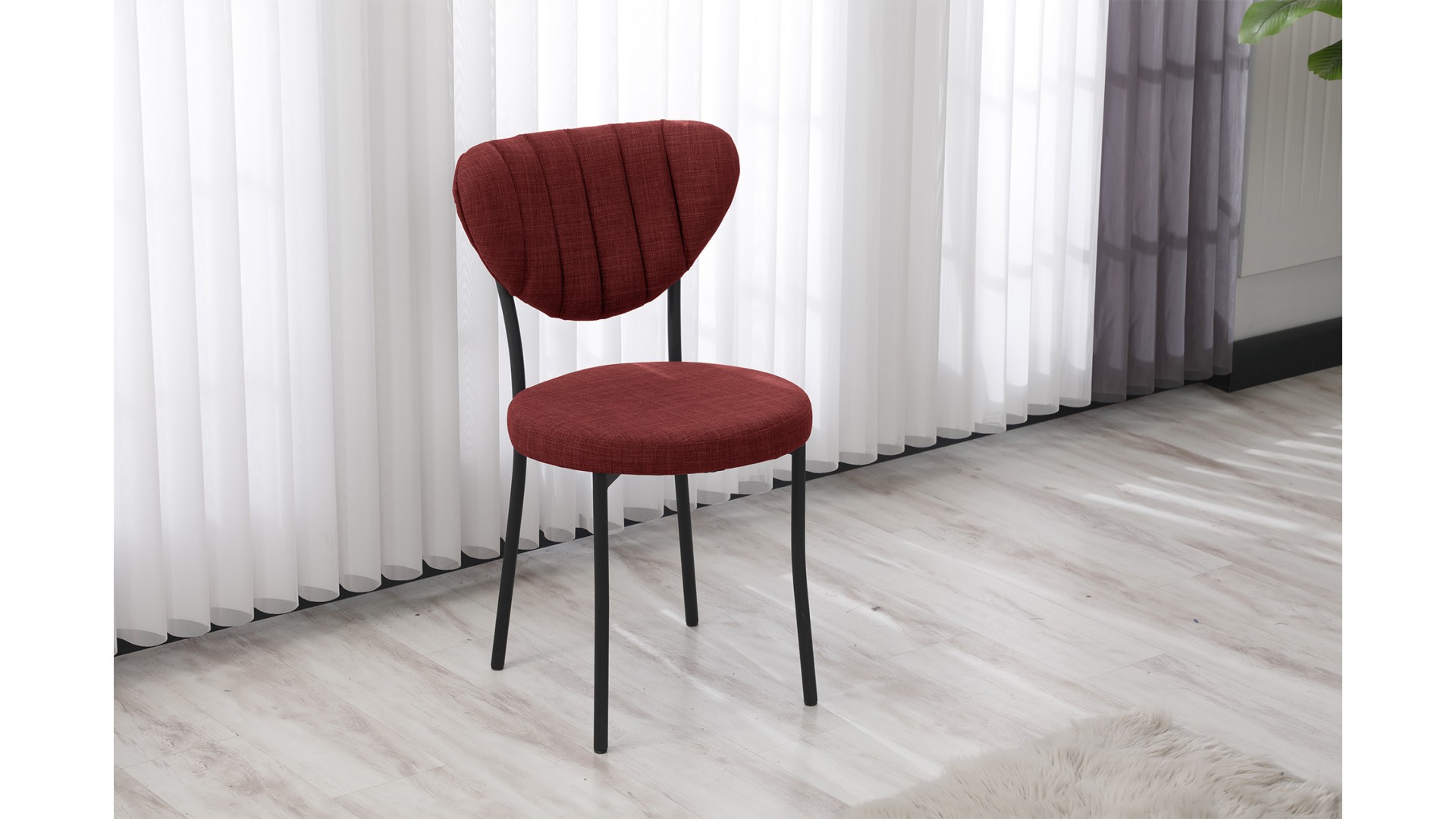 Elegant Modeli Sandalye Yemek Odası Cafe Restoran Ve Mutfak Sandalyesi Keten Kumaş Bordo