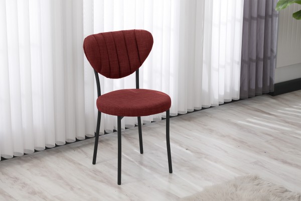 Elegant Modeli Sandalye Yemek Odası Cafe Restoran Ve Mutfak Sandalyesi Keten Kumaş Bordo