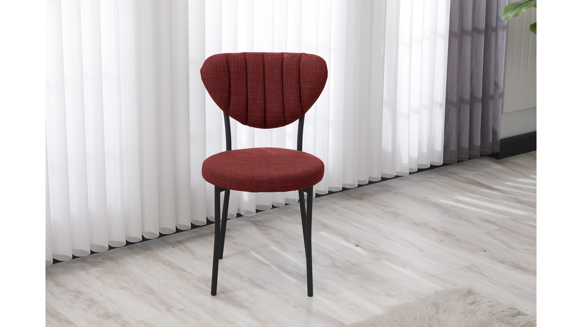 Elegant Modeli Sandalye Yemek Odası Cafe Restoran Ve Mutfak Sandalyesi Keten Kumaş Bordo