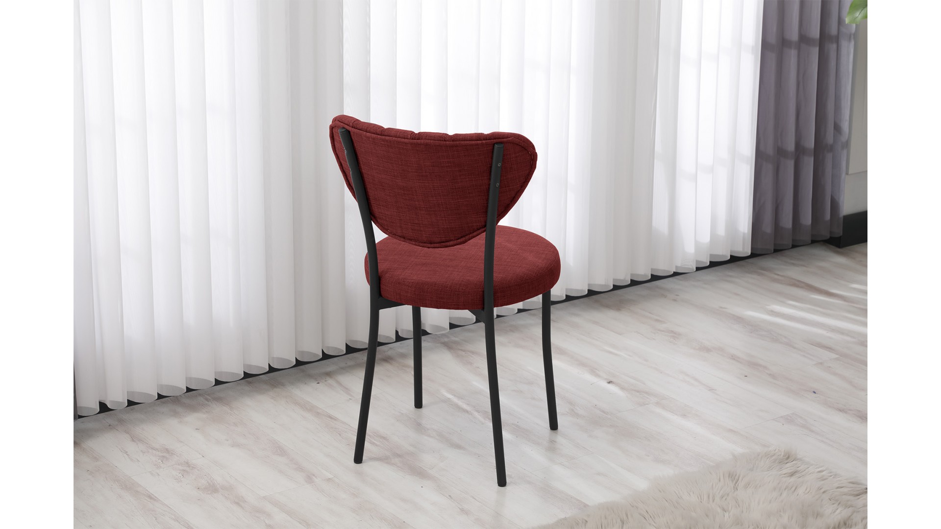 Elegant Modeli Sandalye Yemek Odası Cafe Restoran Ve Mutfak Sandalyesi Keten Kumaş Bordo