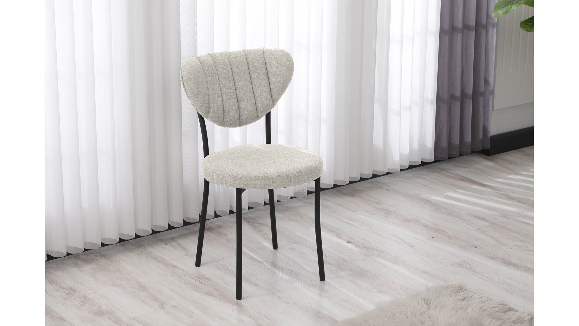 Elegant Modeli Sandalye Yemek Odası Cafe Restoran Ve Mutfak Sandalyesi Keten Kumaş Krem