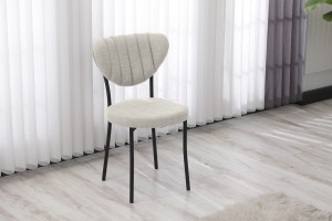 Elegant Keten Mutfak Sandalyesi Krem