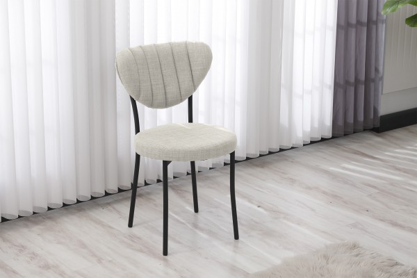 Elegant Modeli Sandalye Yemek Odası Cafe Restoran Ve Mutfak Sandalyesi Keten Kumaş Krem