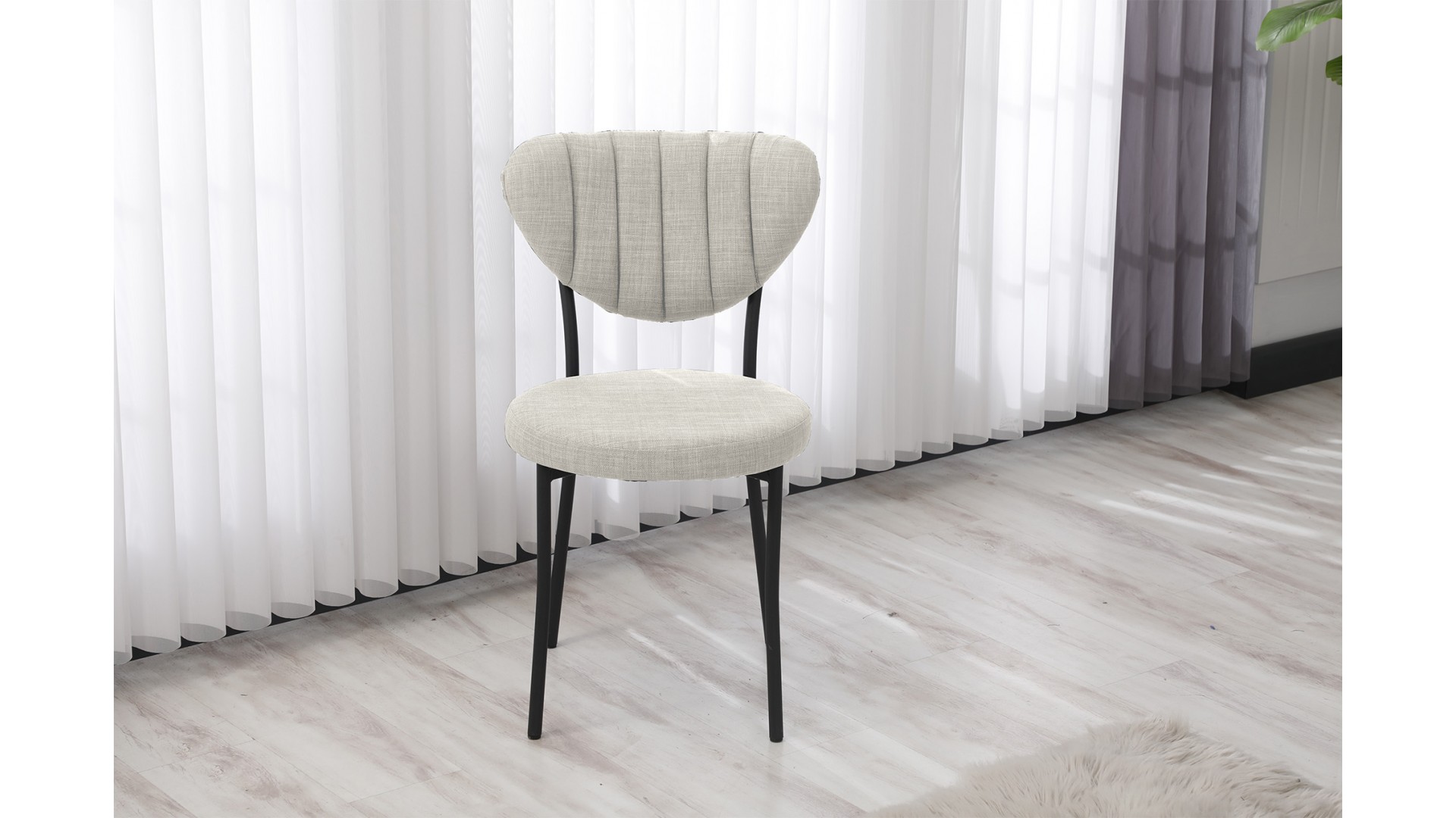 Elegant Modeli Sandalye Yemek Odası Cafe Restoran Ve Mutfak Sandalyesi Keten Kumaş Krem