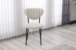 Elegant Keten Mutfak Sandalyesi Krem