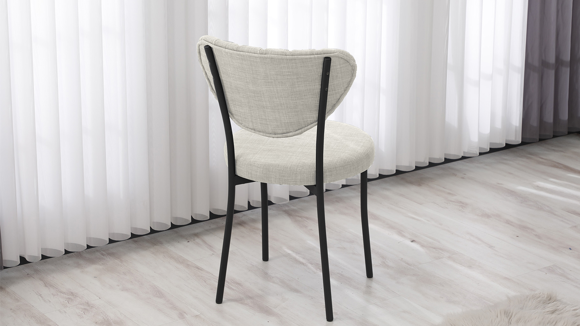 Elegant Keten Mutfak Sandalyesi Krem