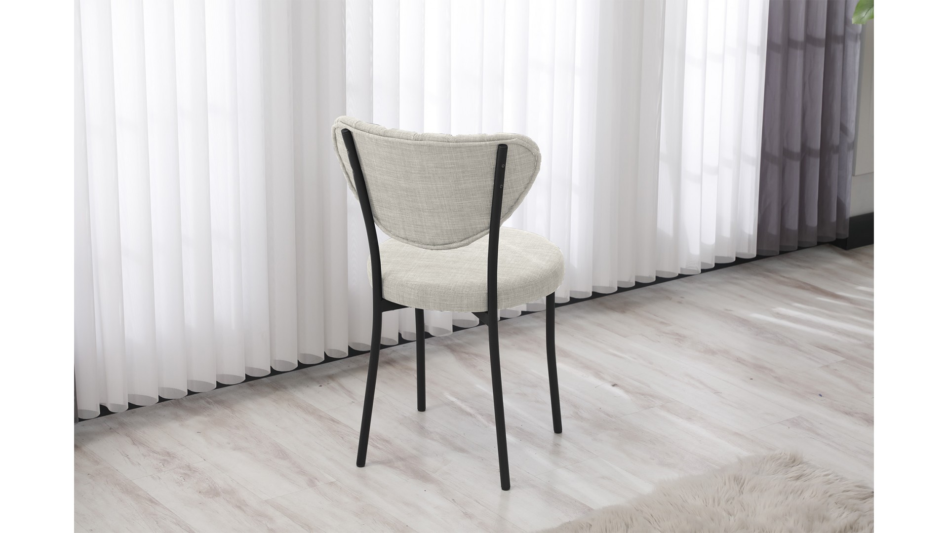 Elegant Modeli Sandalye Yemek Odası Cafe Restoran Ve Mutfak Sandalyesi Keten Kumaş Krem