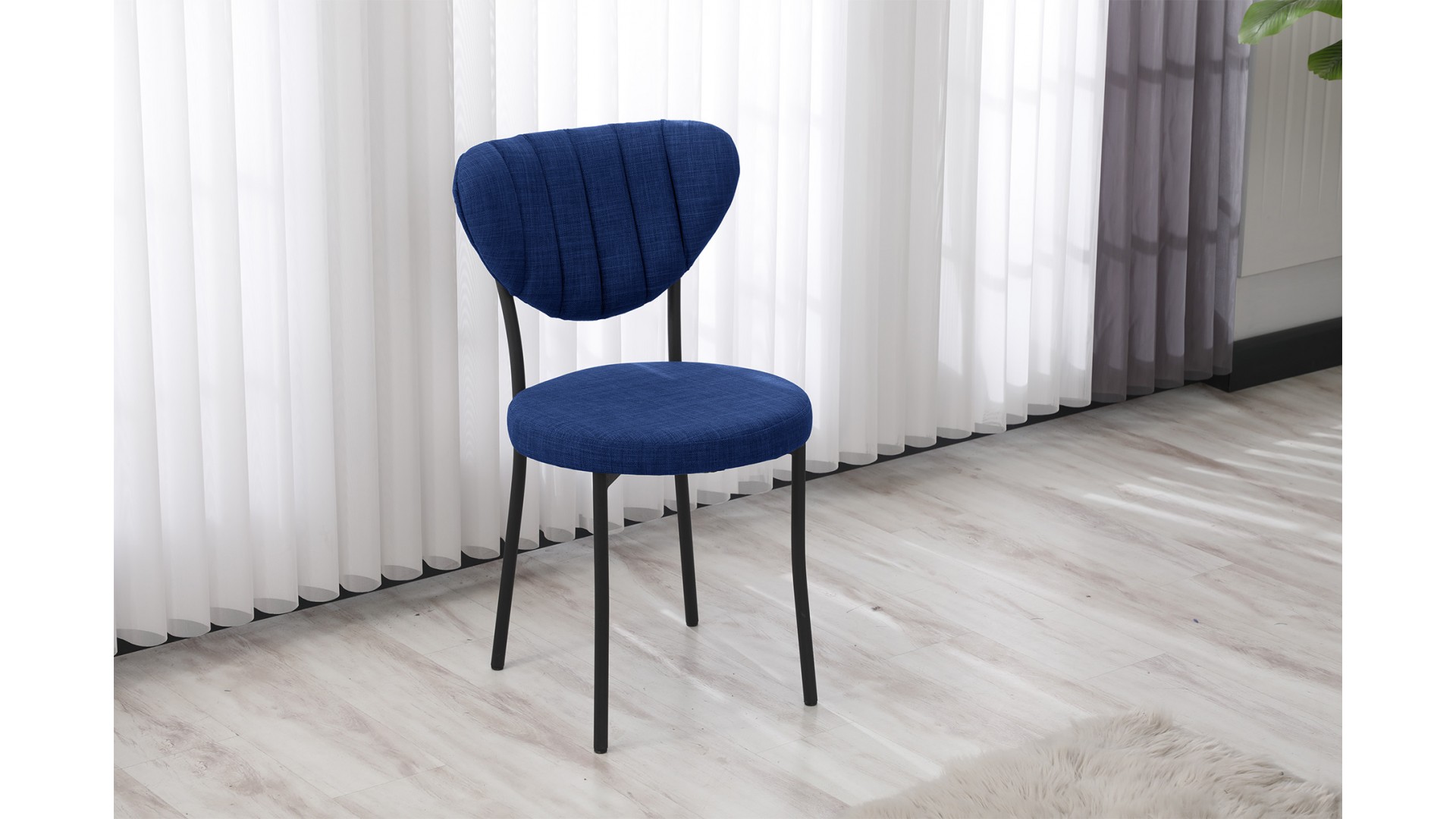 Elegant Modeli Sandalye Yemek Odası Cafe Restoran Ve Mutfak Sandalyesi Keten Kumaş Lacivert