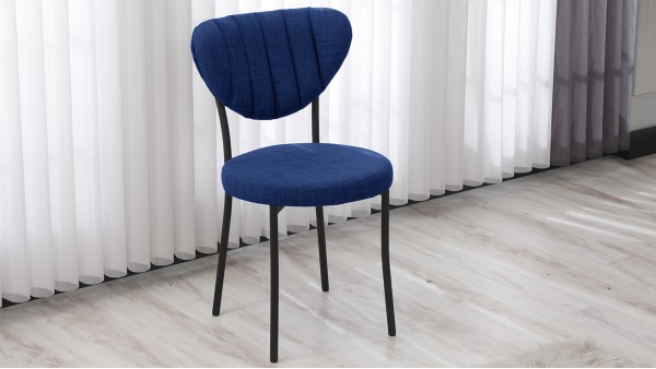 Elegant Modeli Sandalye Yemek Odası Cafe Restoran Ve Mutfak Sandalyesi Keten Kumaş Lacivert