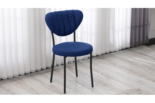 Elegant Modeli Sandalye Yemek Odası Cafe Restoran Ve Mutfak Sandalyesi Keten Kumaş Lacivert