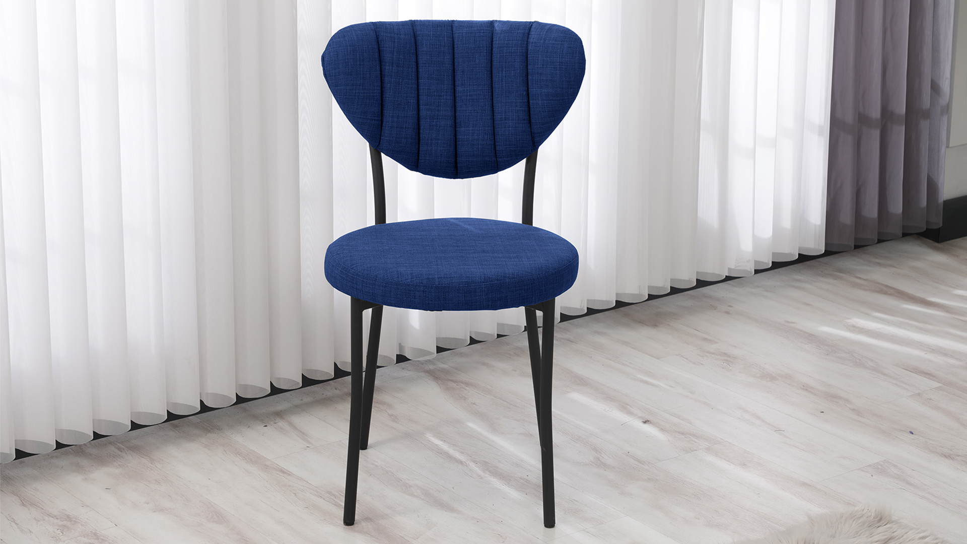 Elegant Keten Mutfak Sandalyesi Lacivert