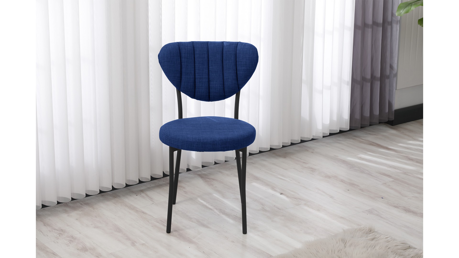 Elegant Modeli Sandalye Yemek Odası Cafe Restoran Ve Mutfak Sandalyesi Keten Kumaş Lacivert