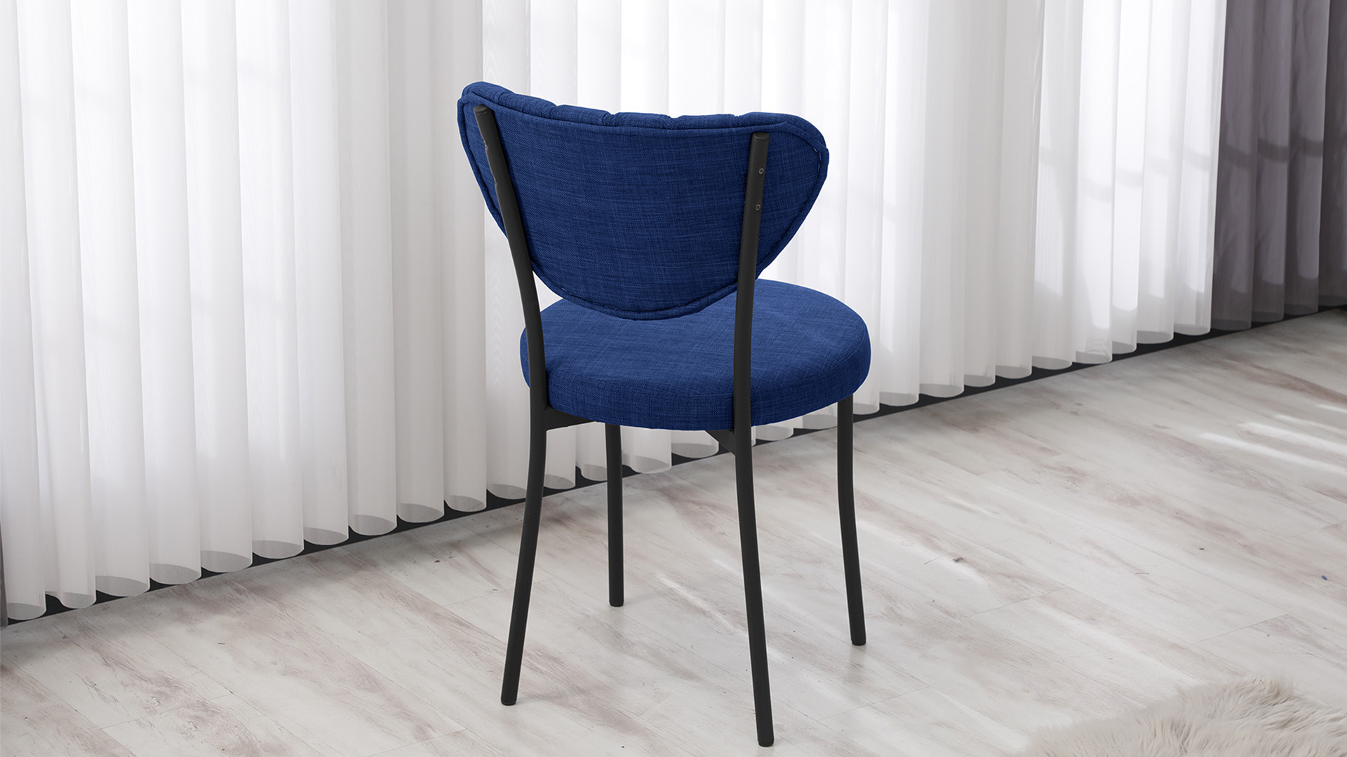 Elegant Keten Mutfak Sandalyesi Lacivert
