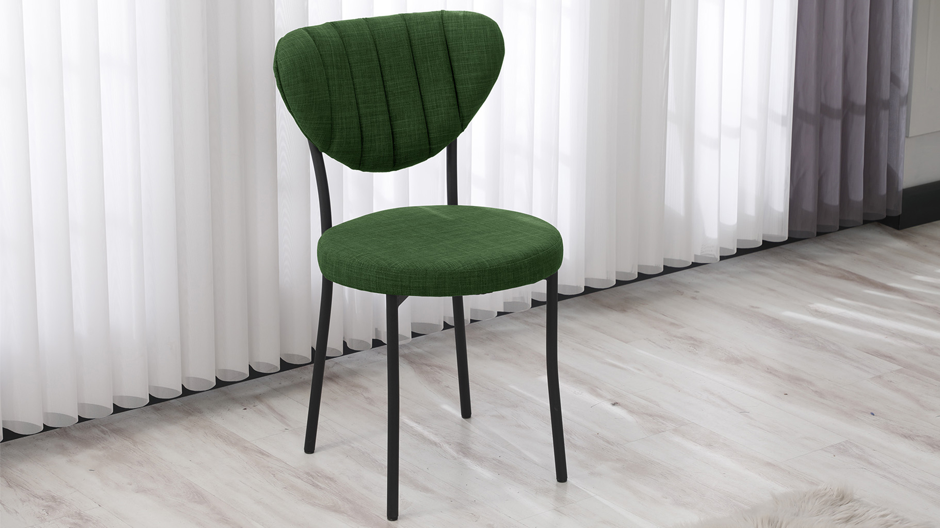 Elegant Keten Mutfak Sandalyesi Yeşil