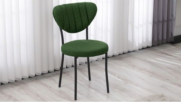 Elegant Modeli Sandalye Yemek Odası Cafe Restoran Ve Mutfak Sandalyesi Keten Kumaş Yeşil