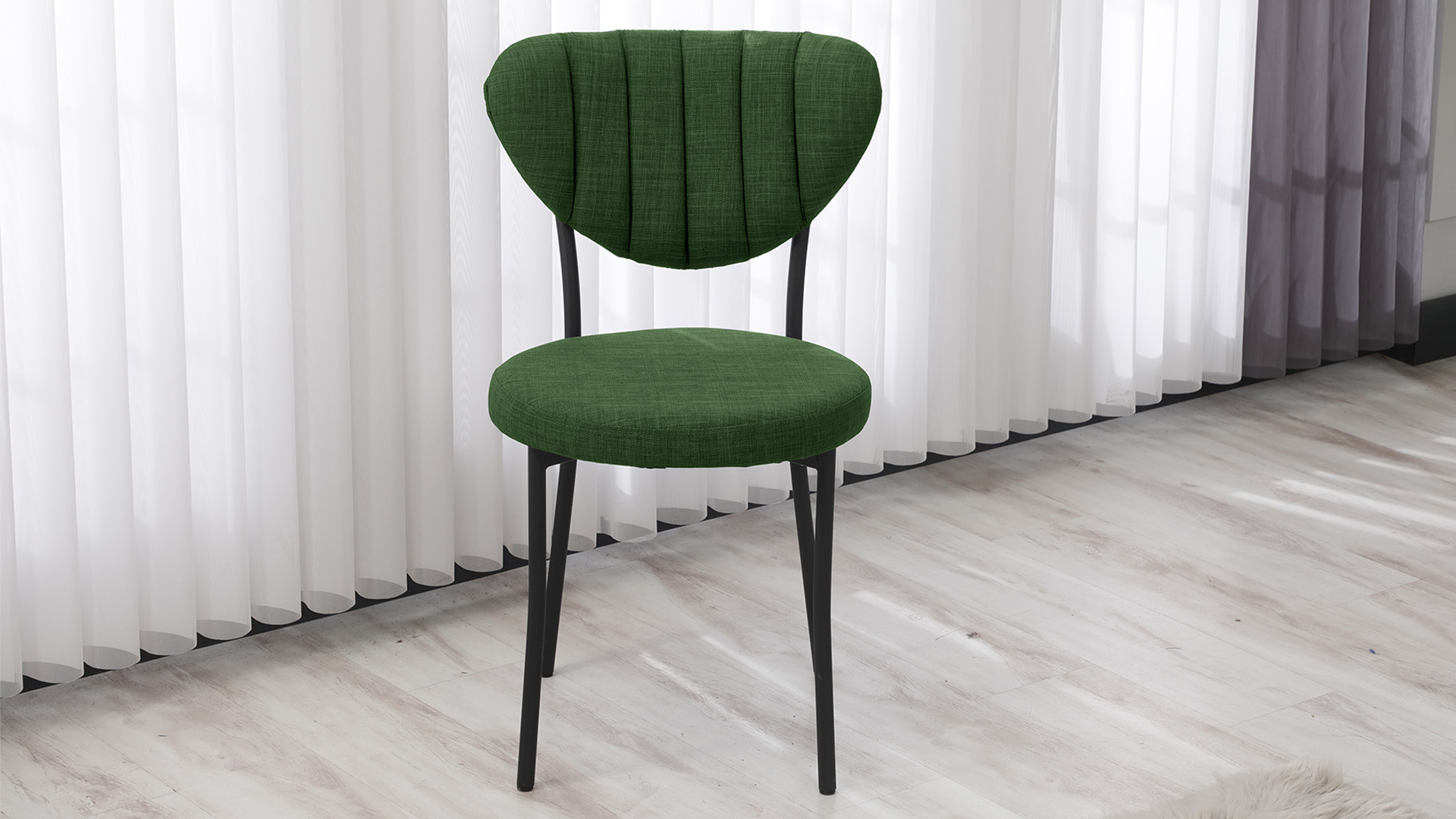 Elegant Keten Mutfak Sandalyesi Yeşil