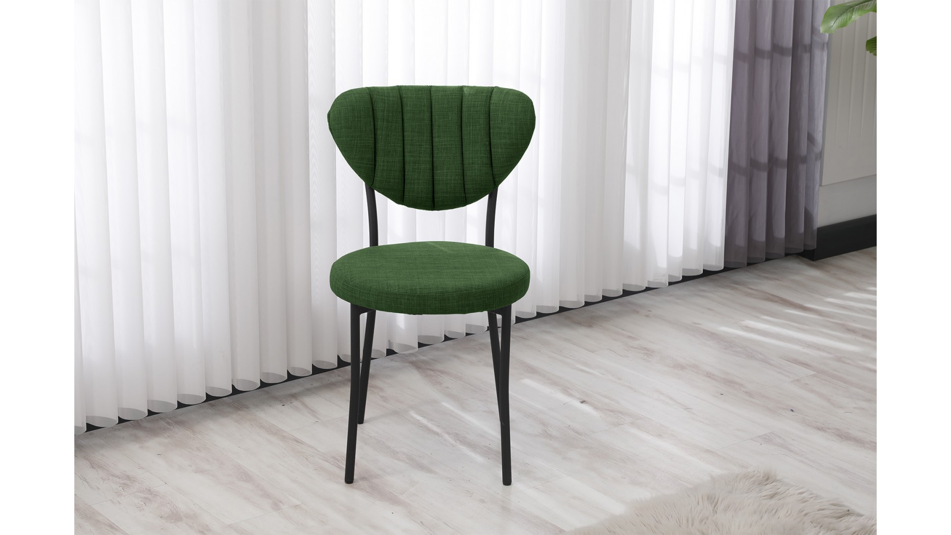 Elegant Modeli Sandalye Yemek Odası Cafe Restoran Ve Mutfak Sandalyesi Keten Kumaş Yeşil