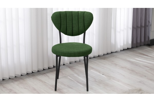 Elegant Modeli Sandalye Yemek Odası Cafe Restoran Ve Mutfak Sandalyesi Keten Kumaş Yeşil