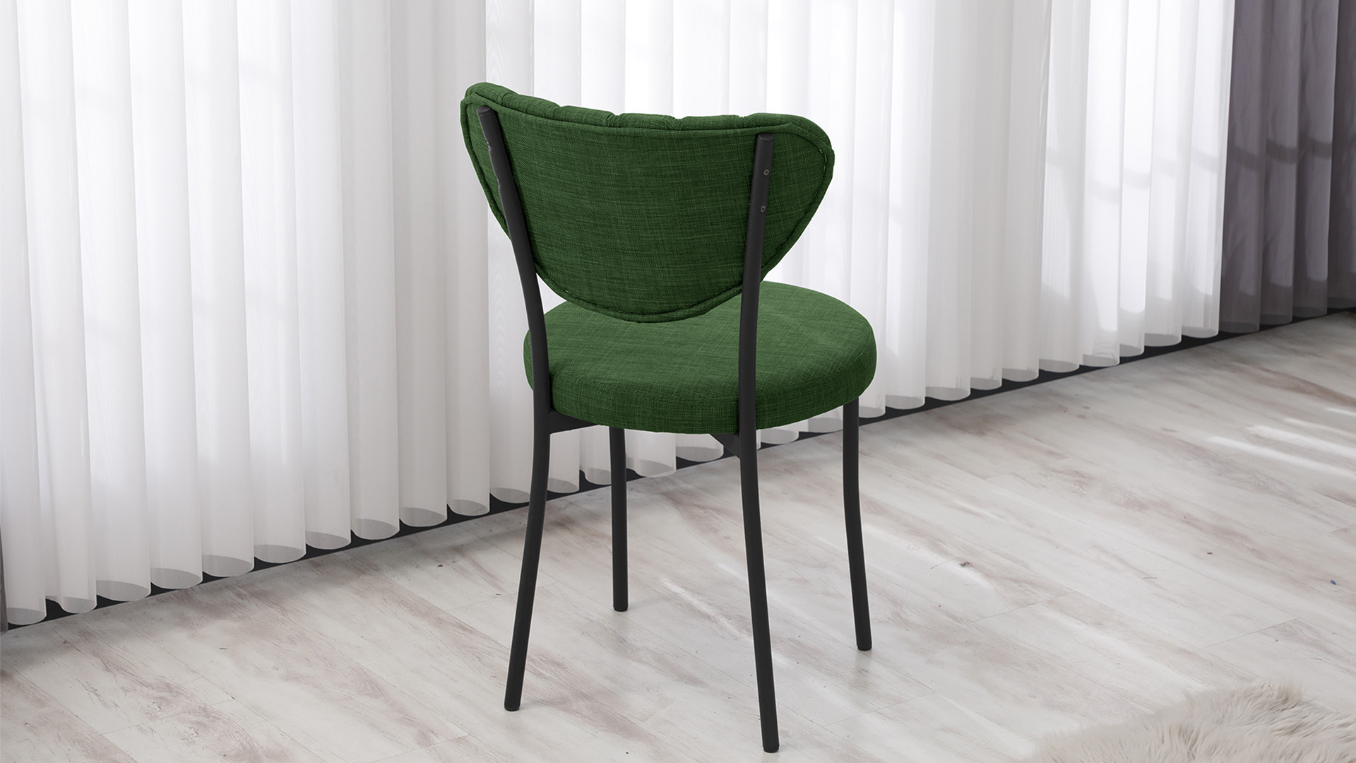 Elegant Keten Mutfak Sandalyesi Yeşil