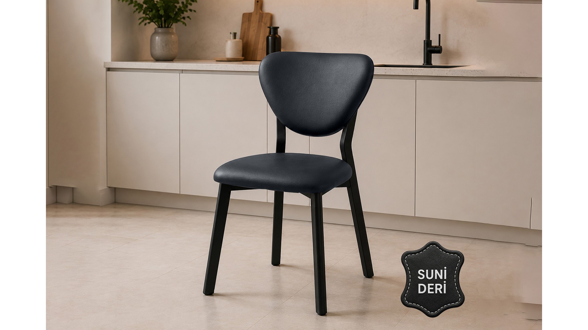 Elma Modeli Keten Sandalye Yemek Odası Cafe Restoran Ve Mutfak Sandalyesi Suni deri Krem