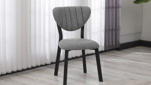 Elma Modeli Mutfak Masa Takımı 4 Sandalye Keten Kumaş Gri 1 Masa Ceviz