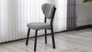 Elma Modeli Mutfak Masa Takımı 4 Sandalye Keten Kumaş Gri 1 Masa Ceviz