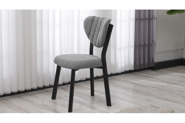 Elma Modeli Keten Sandalye Yemek Odası, Cafe, Restoran Ve Mutfak Sandalyesi Keten Kumaş Gri
