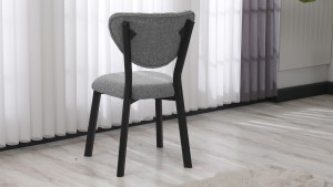 Elma Modeli Mutfak Masa Takımı 4 Sandalye Keten Kumaş Gri 1 Masa Ceviz