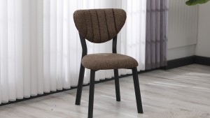 Elma Modeli Keten Sandalye Yemek Odası,Cafe,Restoran Ve Mutfak Sandalyesi Keten Kumaş Füme